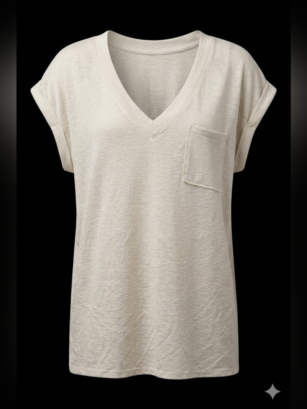 PLUS- ​FESTI by Torrid Ivory Slub Knit V-Neck Pocket Tee